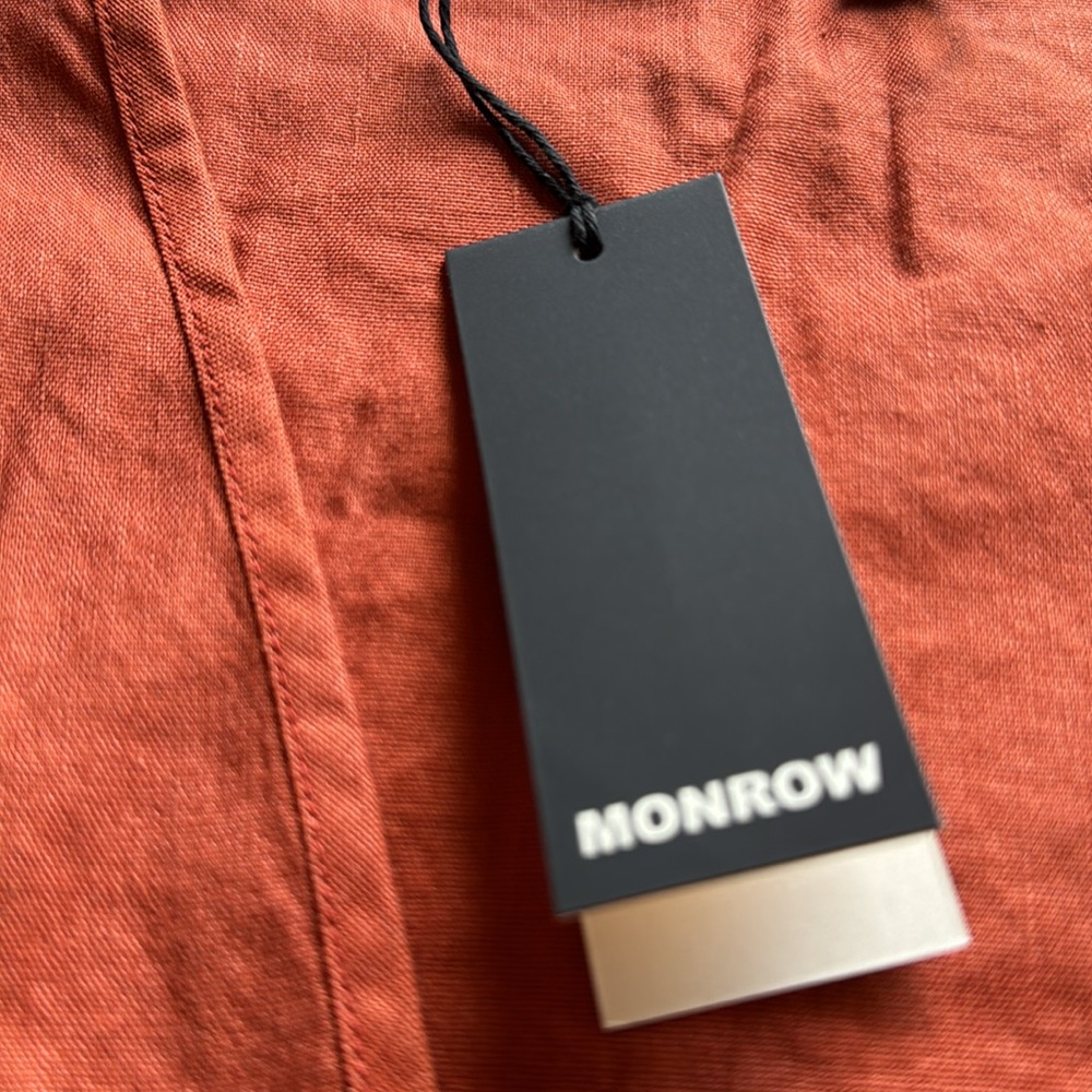 Monrow Linen Front Twist Top In Faded Rust Size L… - image 6